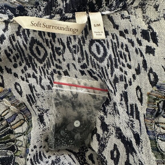 Soft Surroundings Kimono S/M Emory Cardi Embroidered Cardigan Poncho Topper NEW - Picture 13 of 14